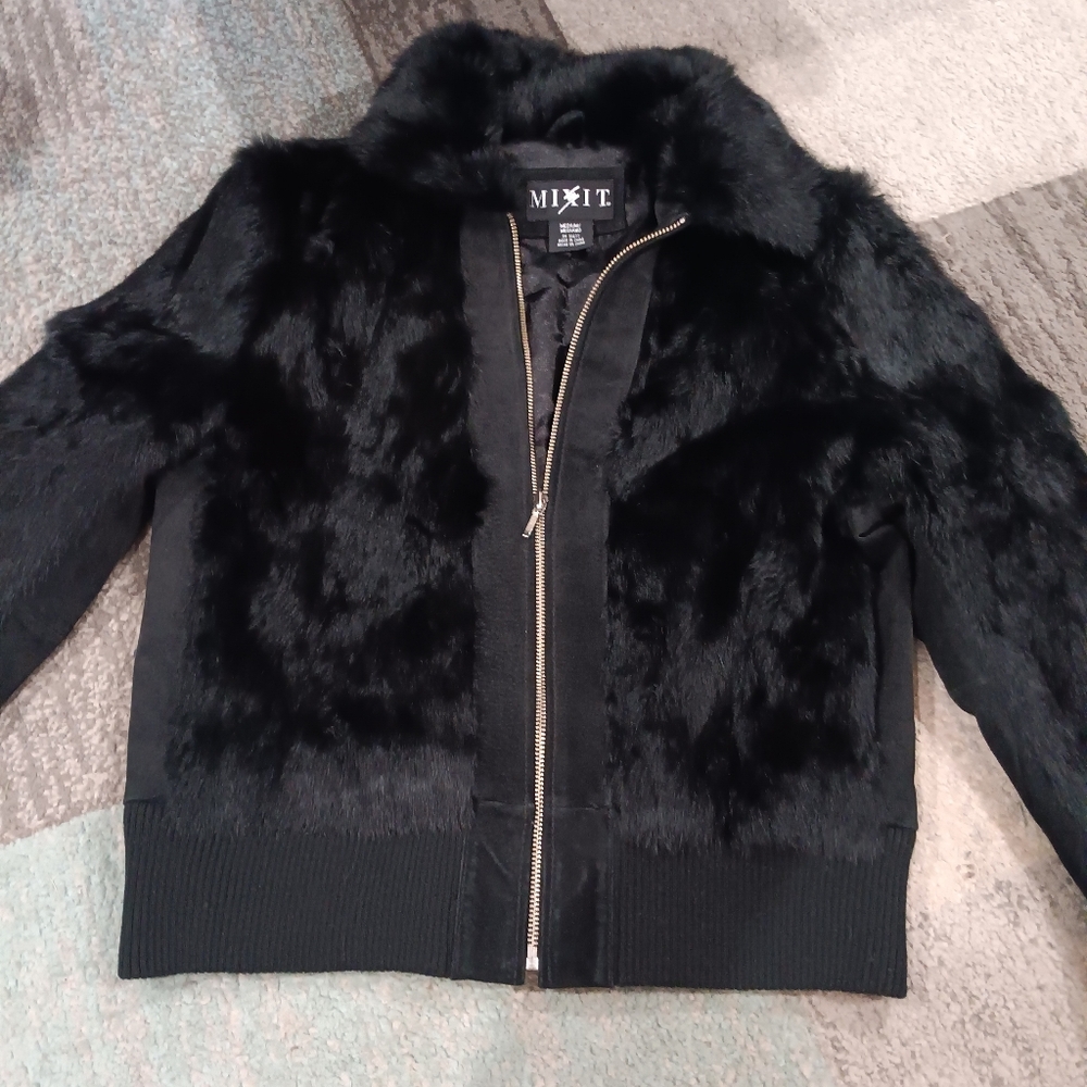 Mixit Black Faux Fur Coat